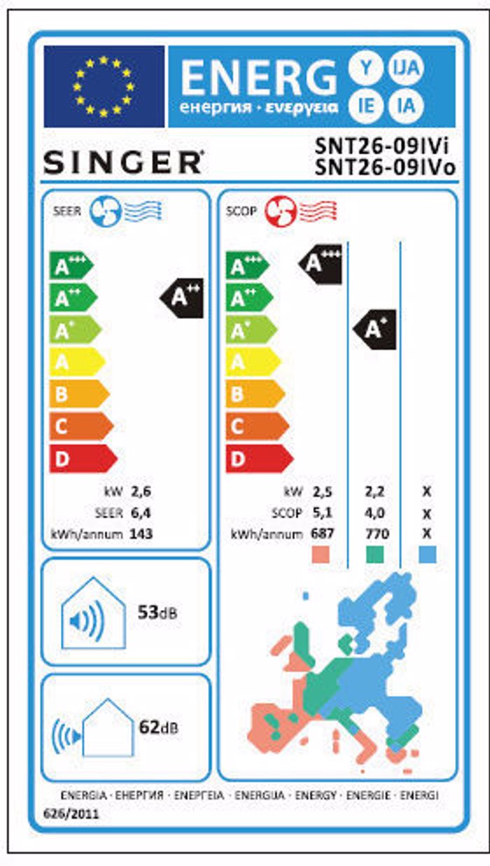 SINGER A/C SNT26-09IVo Klimatistiko Inverter 9000 BTU A++/A+++ me Wi-Fi